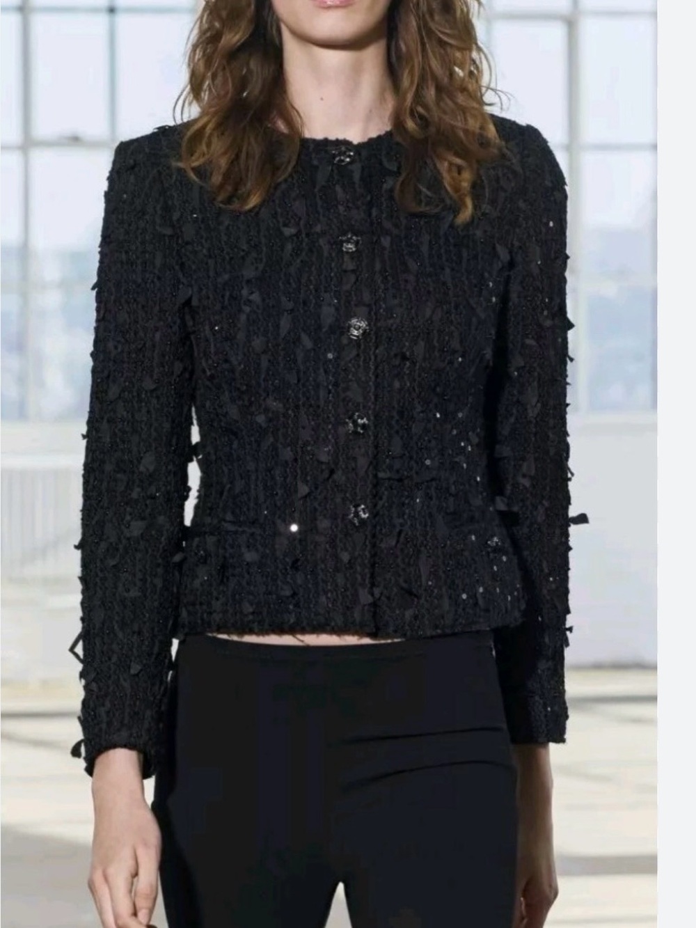 Zara Sequin Textured Blazer